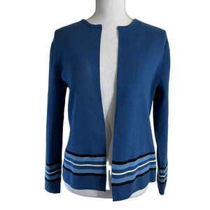 Designers Originals Blue Cardigan Sweater Size Medium 100% Cotton Open Knit Top